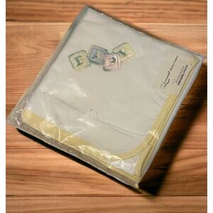 Vintage QUILTEX Receiving Baby Blanket Unisex Blocks NEW NOS